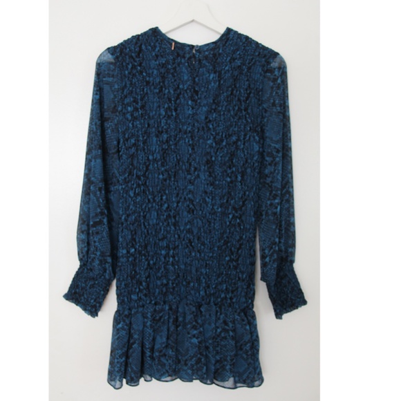 Sold. MISA Roisin Smocked Dress in Snake Teal - Picture 6 of 6